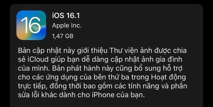 Apple ra iOS 16.1 sửa lỗi trên iPhone