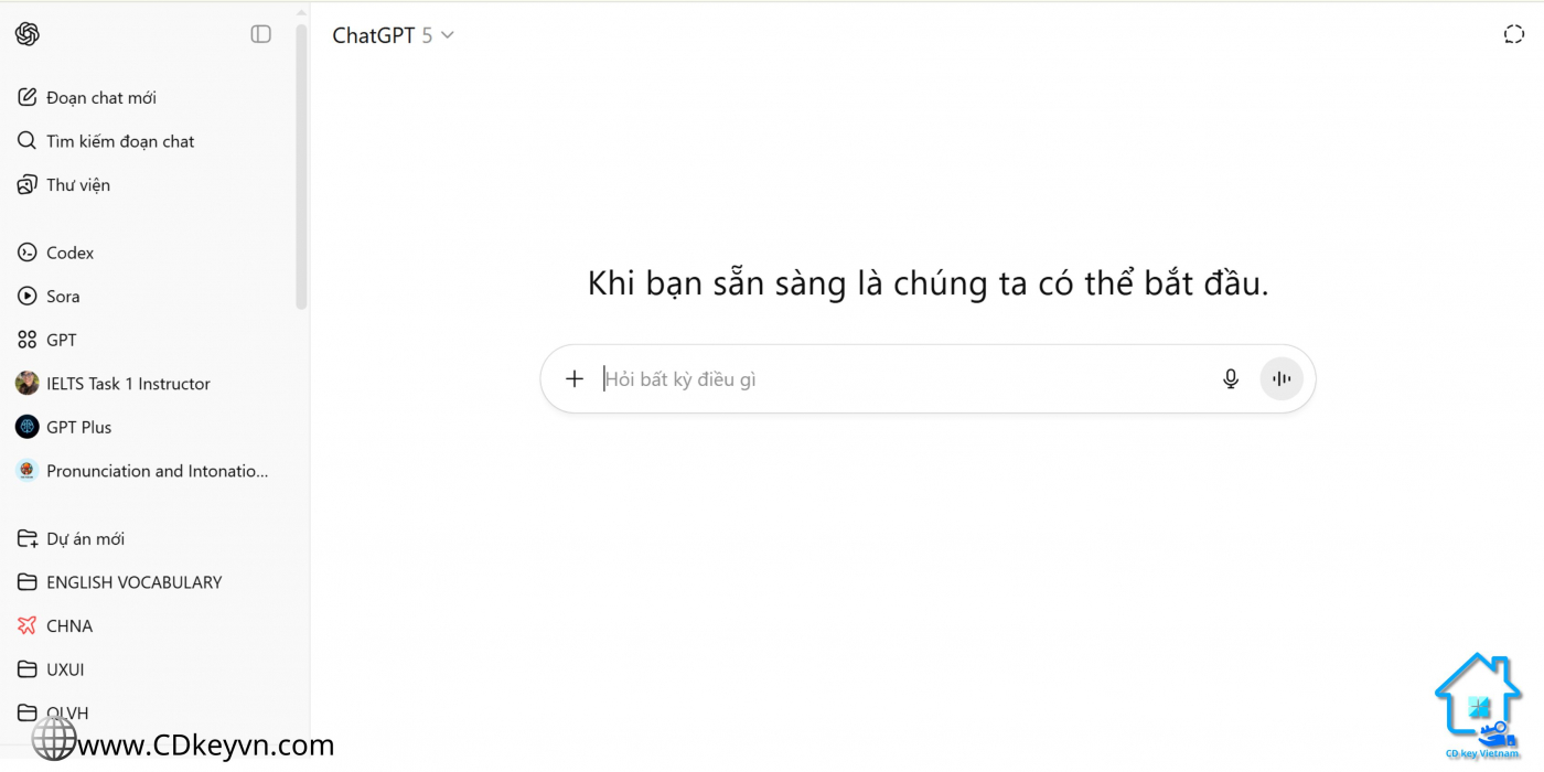 Giao diện ChatGPT Plus với GPT-5