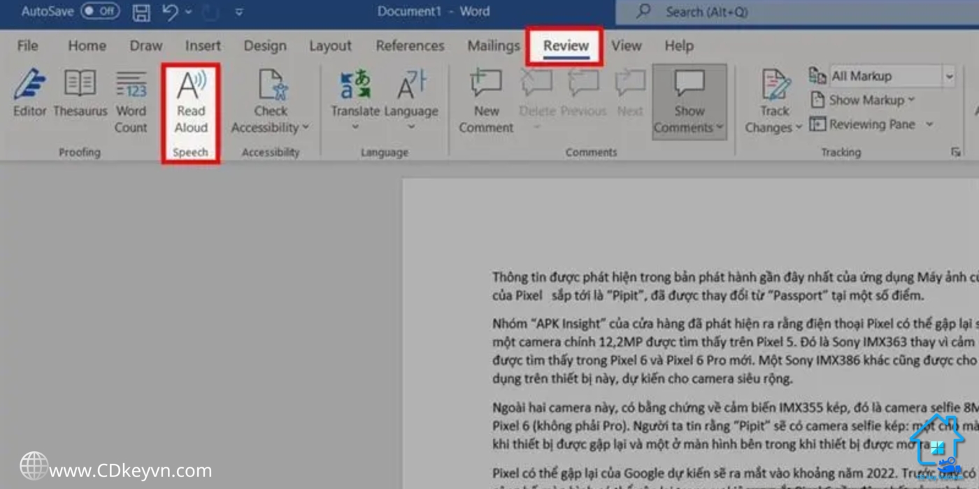 Word 2013 có thêm tính năng Read Mode