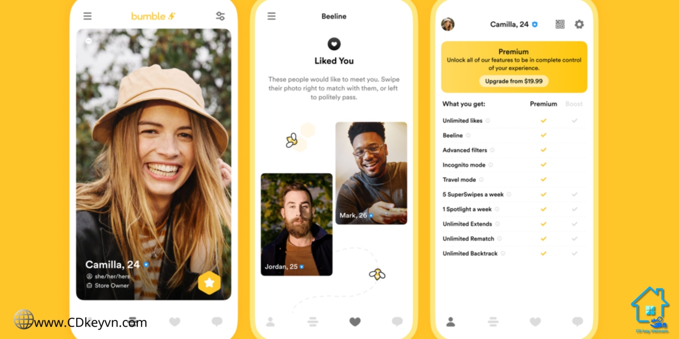 Bumble Premium cung cấp các tính năng bổ sung cho ứng dụng hẹn hò