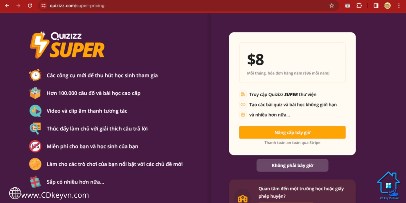 Một số tính năng của Quizizz Super 