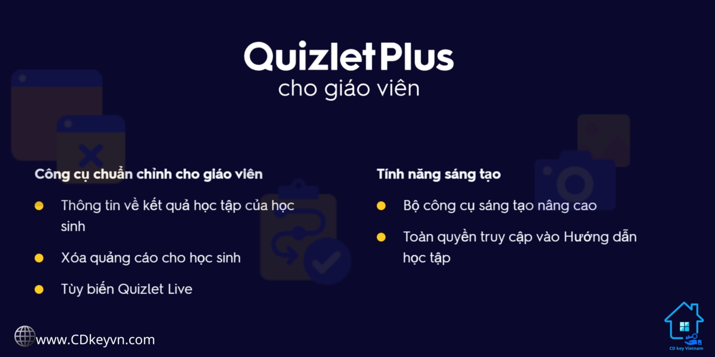 Một số tính năng nổi bật của Quizlet Plus for Teachers